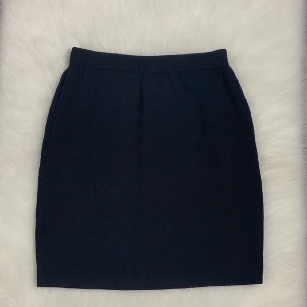 St. John by Marie Gray Wool Blend  Black Knit Skirt Sz 2